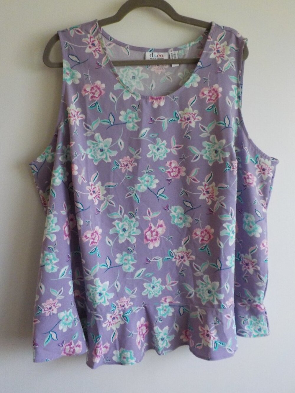 Denim&Co Lavender Floral Sleeveless Blouse